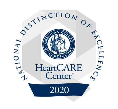 HeartCARE Center National Distinction of Excellence seal for 2020.