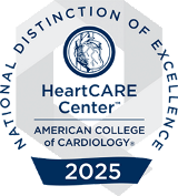 The HeartCARE Center National Distinction of Excellence logo from the American College of Cardiology.